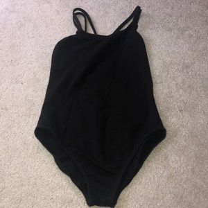 Capezio black cotton strappy leotard child large